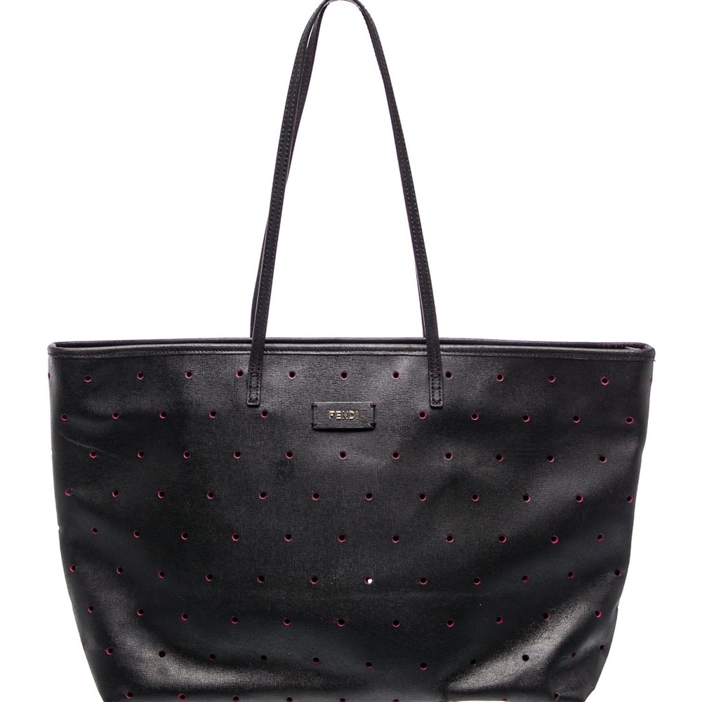 Authentic FENDI Zucca FF Roll Tote Black Leather